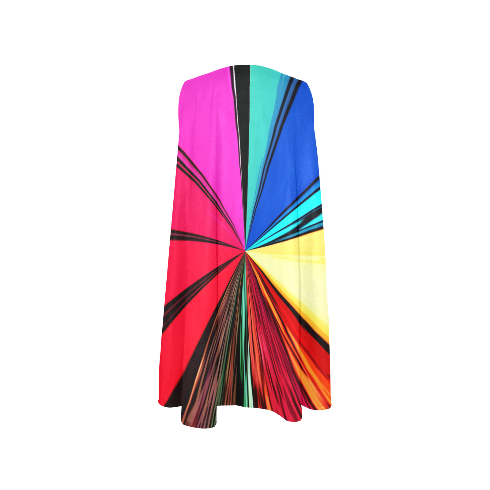 Colorful Rainbow Vortex 608 Sleeveless A-Line Pocket Dress (Model D57)