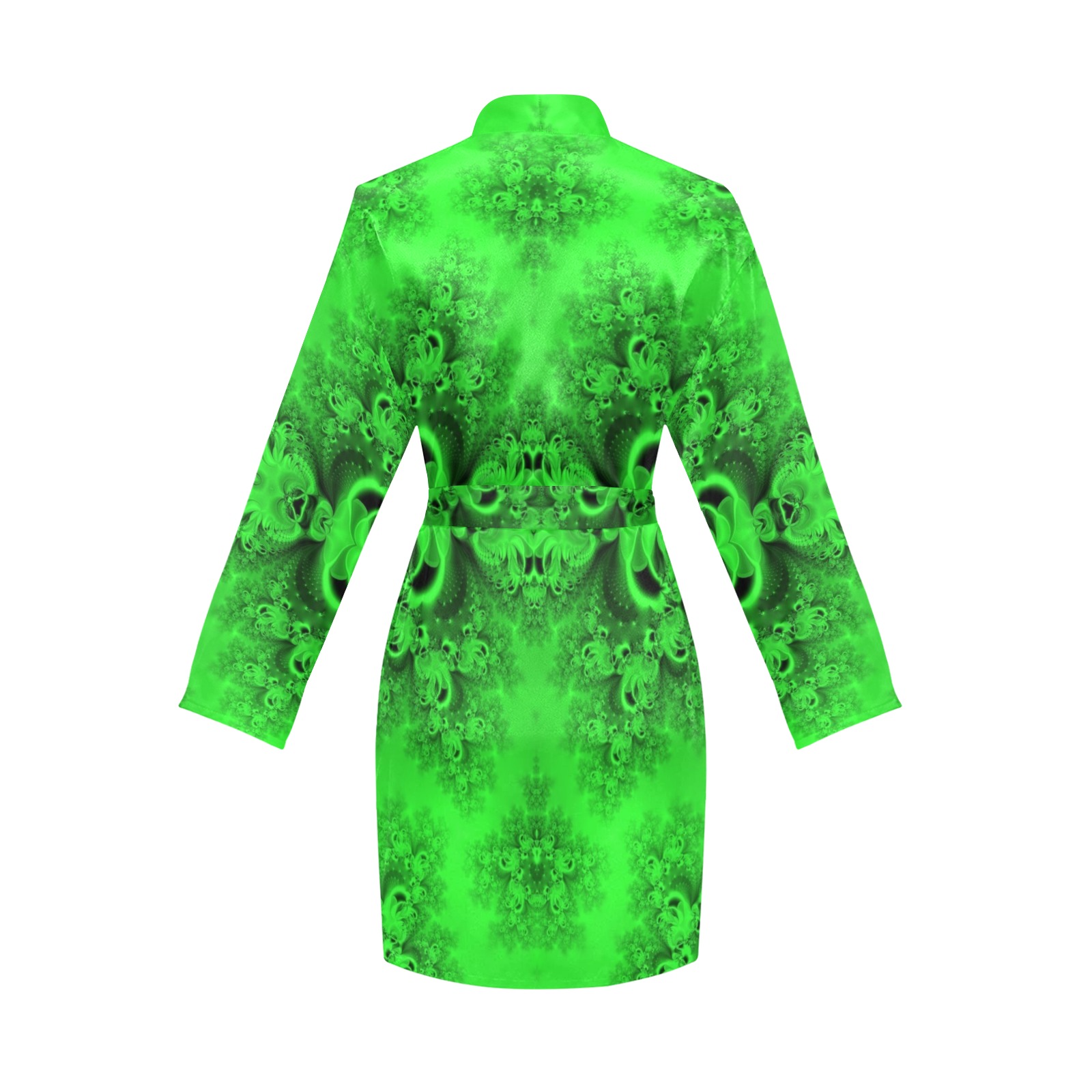 New Spring Forest Growth Frost Fractal Women's Long Sleeve Belted Night Robe