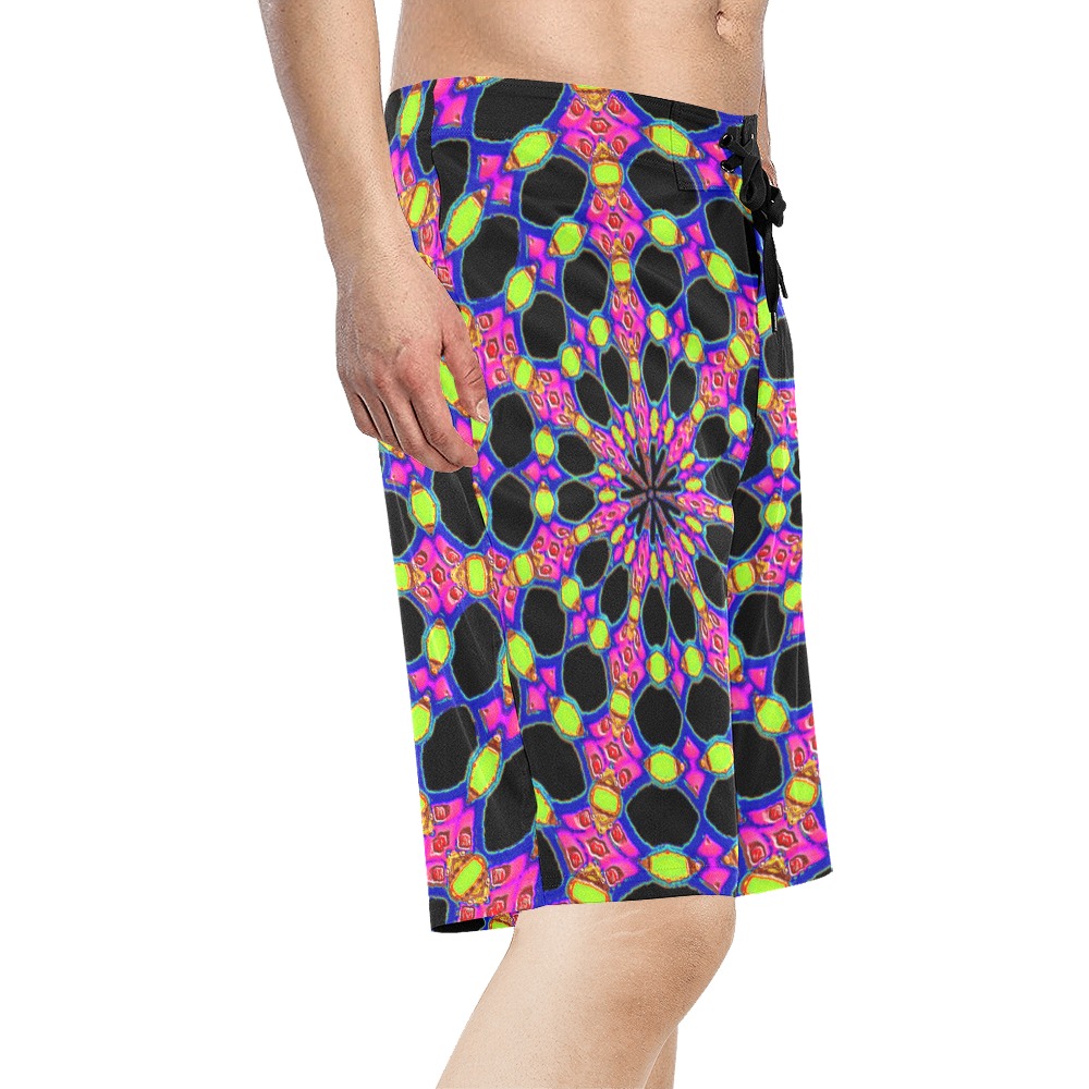 med crosspinkyellow 1 Men's All Over Print Board Shorts (Model L16)