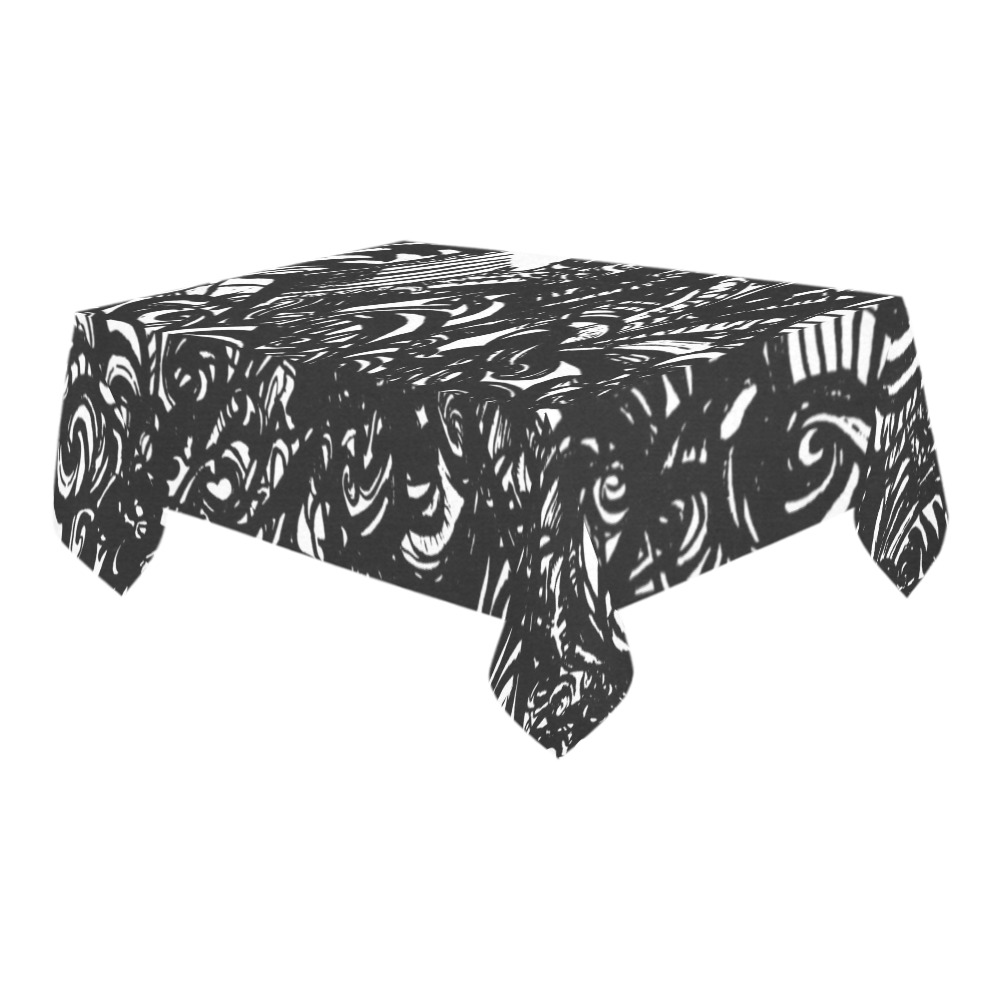 Black and White Abstract Graffiti Home Collection Cotton Linen Tablecloth 60" x 90"