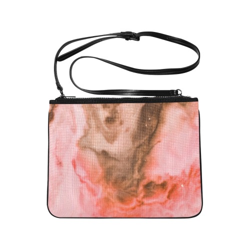 Pink marbled space 01 Slim Clutch Bag (Model 1668)