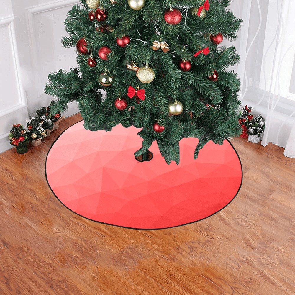 Red gradient geometric mesh pattern Christmas Tree Skirt 47" x 47"