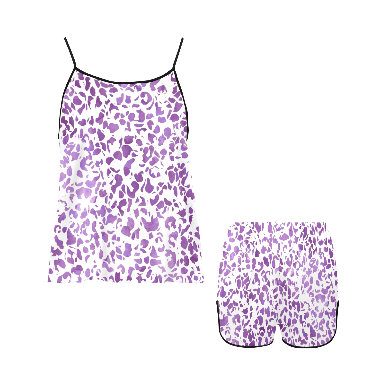Abstract camo modern DFG Women's Spaghetti Strap Short Pajama Set