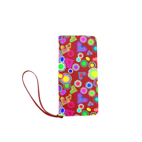 Groovy Hearts and Flowers Red Women's Clutch Wallet (Model 1637)