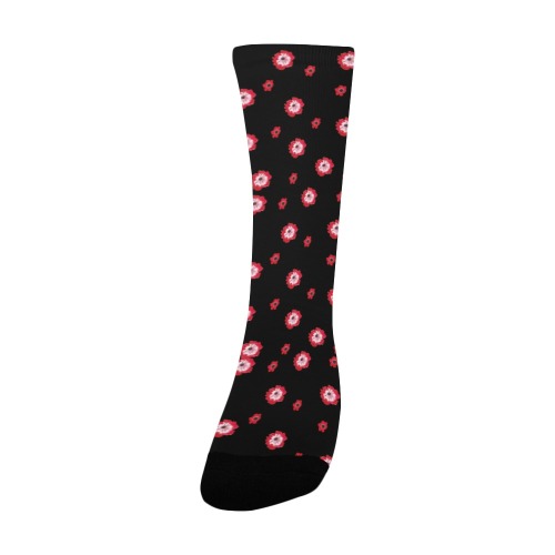 red flowers black Custom Socks for Women