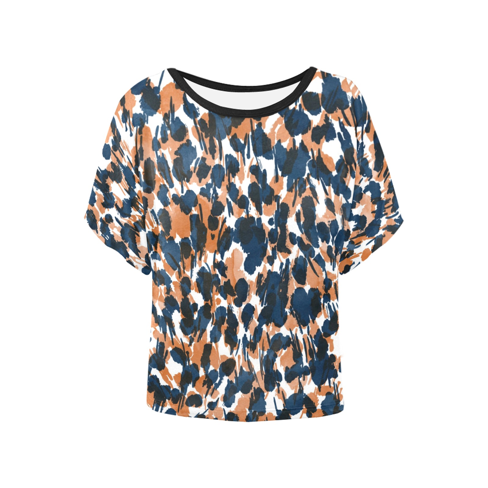 Dots brushstrokes animal print Women's Batwing-Sleeved Blouse T shirt (Model T44)