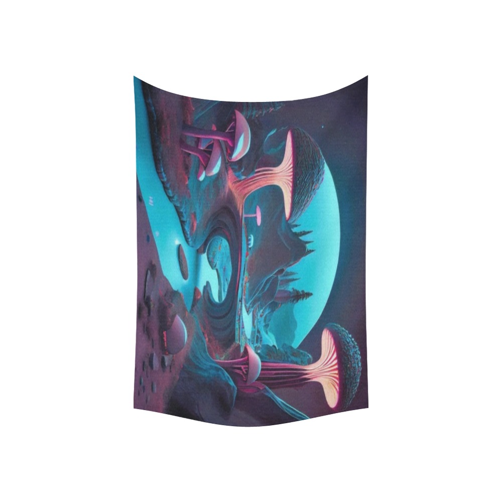 psychedelic landscape 3 of 4 Cotton Linen Wall Tapestry 60"x 40"