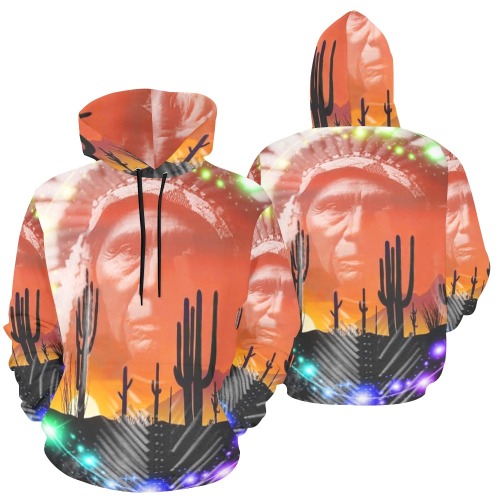 Native American Ghost Dance All Over Print Hoodie for Women (USA Size) (Model H13)