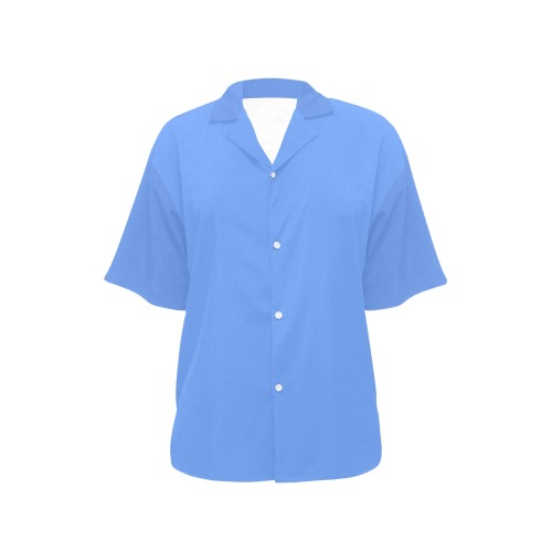 color cornflower blue All Over Print Hawaiian Shirt for Women (Model T58)