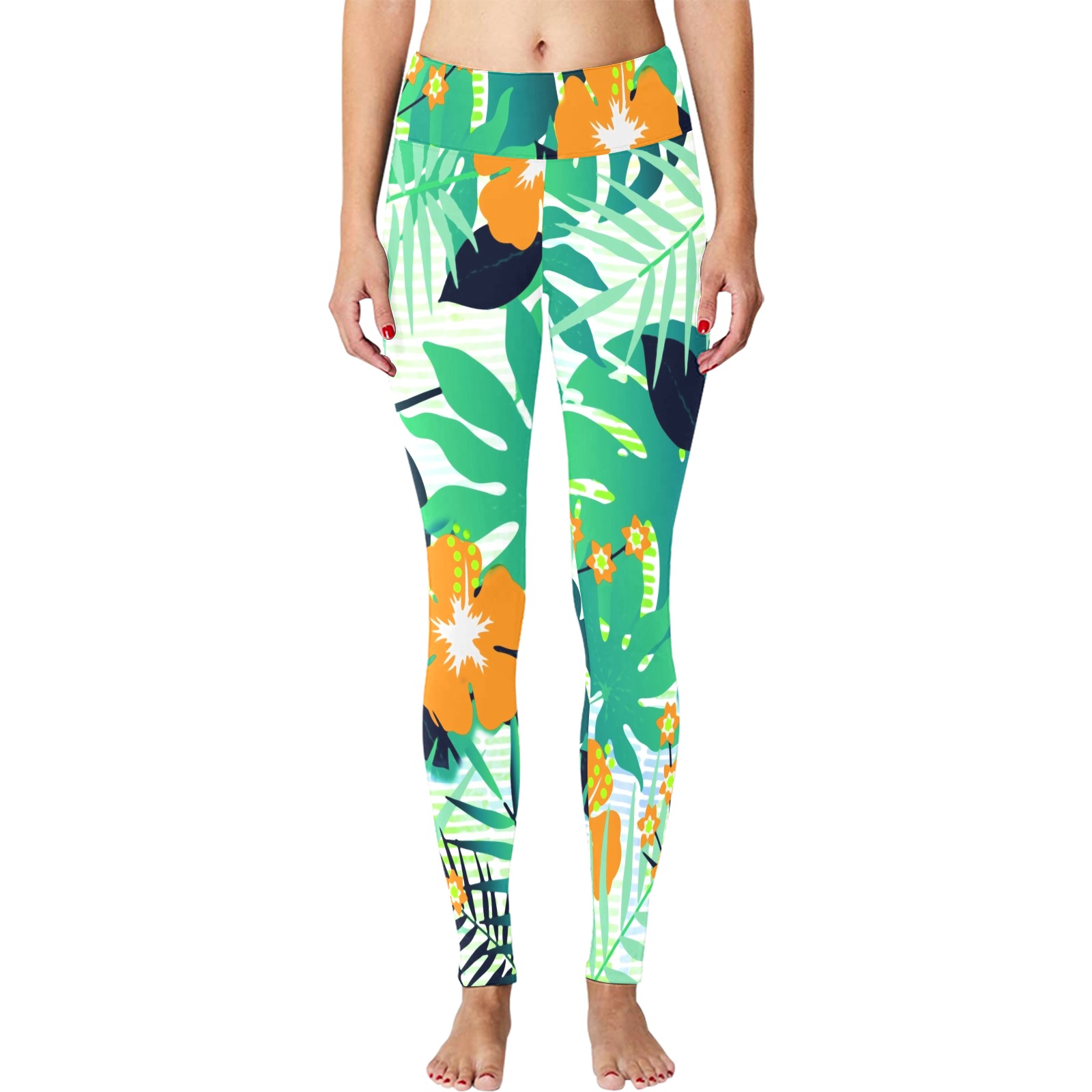 GROOVY FUNK THING FLORAL Women's Big Size Workout Leggings (Model L43)