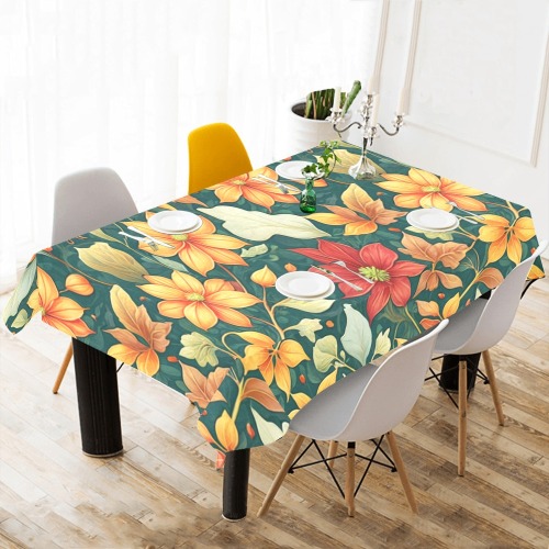 Fabulous Florals 9 Cotton Linen Tablecloth 60"x 104"