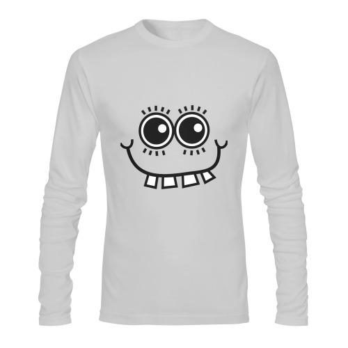 Cute Toothy Grin Comic Geeky Cartoon Face Sunny Men's T-shirt (long-sleeve) (Model T08)