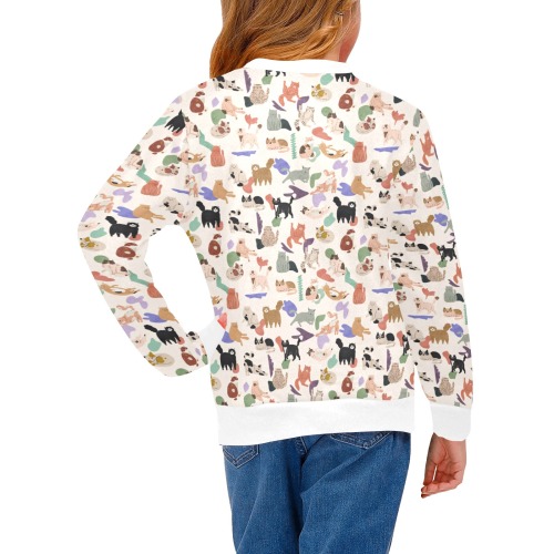 More cats 2 Girls' All Over Print Crew Neck Sweater (Model H49)