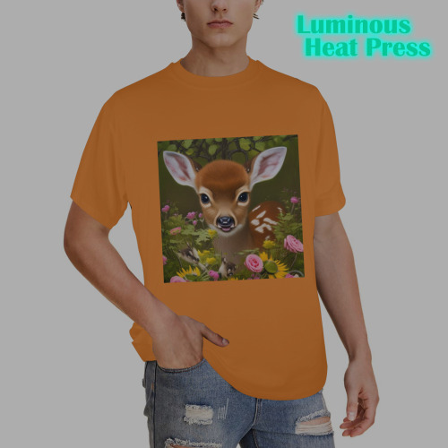 adorable cute deer with flowers 3 Men's Glow in the Dark T-shirt (Front Printing)