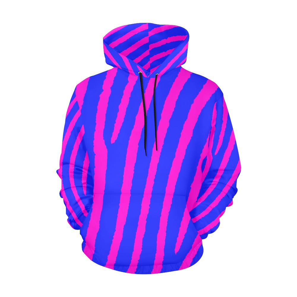 Zebra Print (Pink & Blue) All Over Print Hoodie for Women (USA Size) (Model H13)