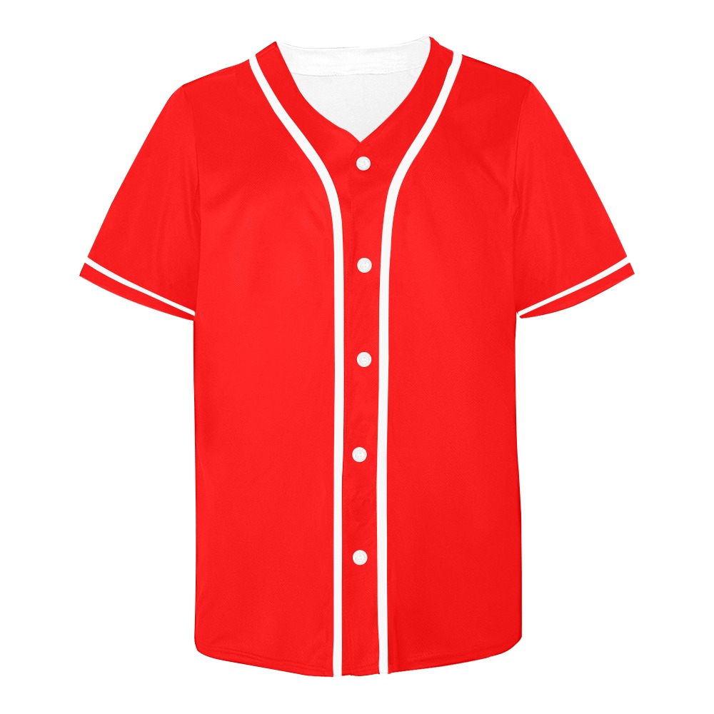 Merry Christmas Red Solid Color All Over Print Baseball Jersey for Men (Model T50)