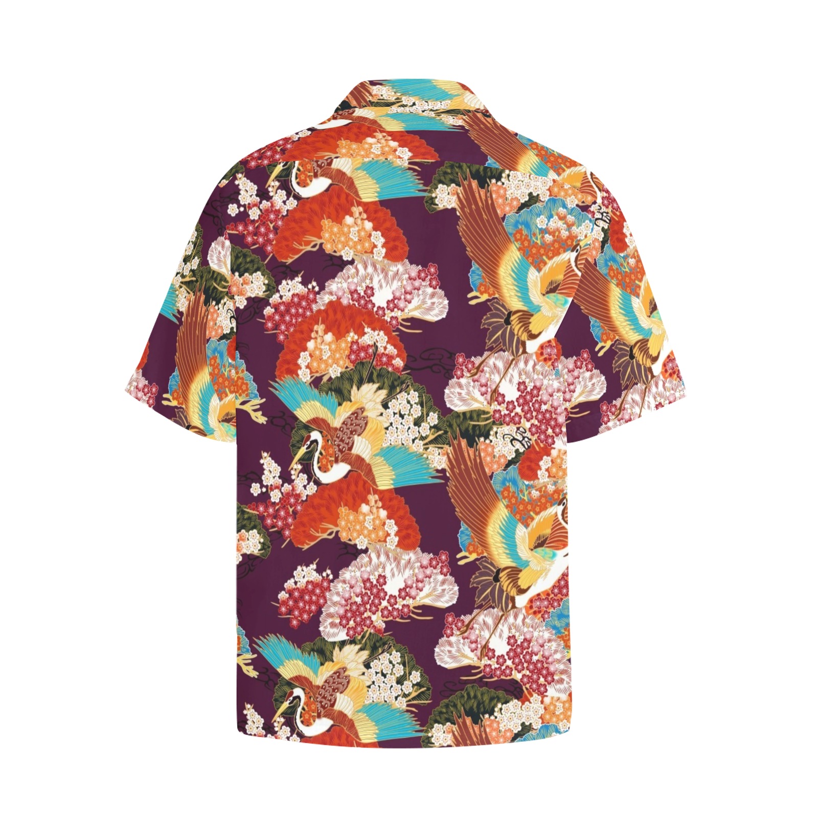 CRANE ELEGANCE Hawaiian Shirt with Chest Pocket (Model T58)