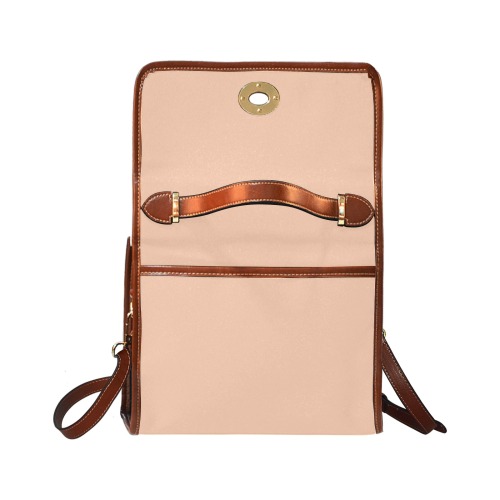 color apricot Waterproof Canvas Bag-Brown (All Over Print) (Model 1641)