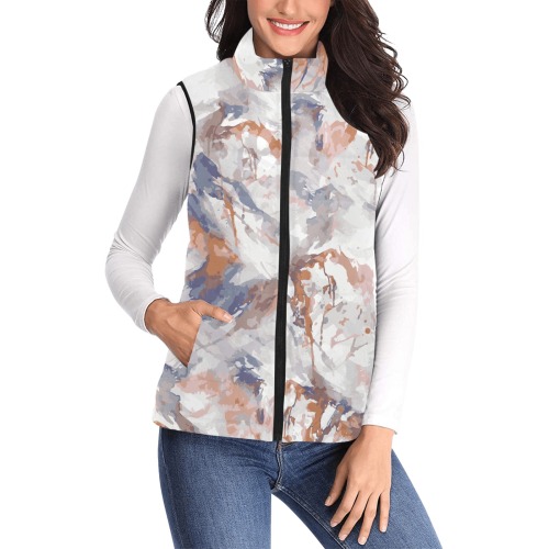 Abstract mountains camouflage Women's Padded Vest Jacket (Model H44)