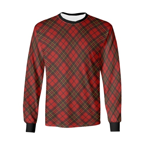 Red tartan plaid winter Christmas pattern holidays Men's All Over Print Long Sleeve T-shirt (Model T51)