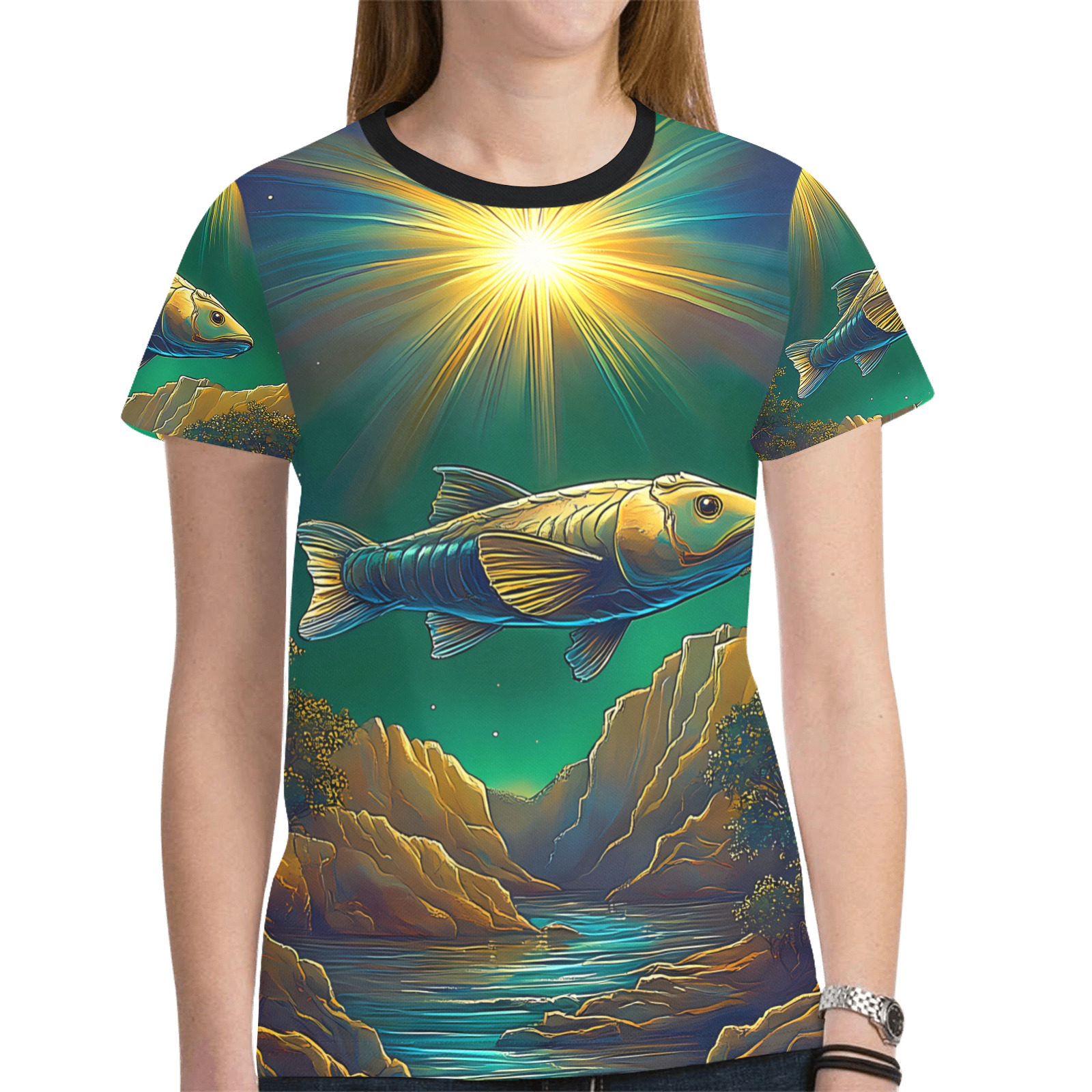 Celestial Swim New All Over Print T-shirt for Women (Model T45)