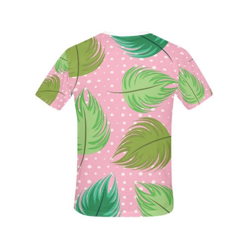 Tropical green leaves pattern All Over Print T-Shirt for Women (USA Size) (Model T40)