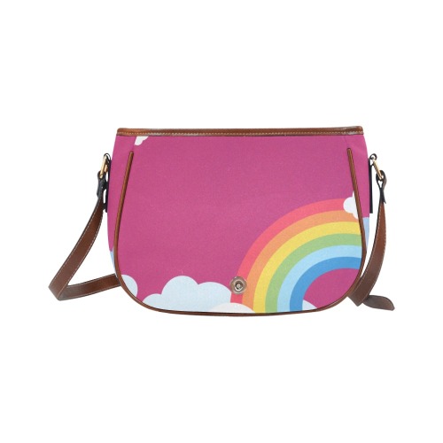 Plum Rainbow Clouds Saddle Bag Saddle Bag/Large (Model 1649)