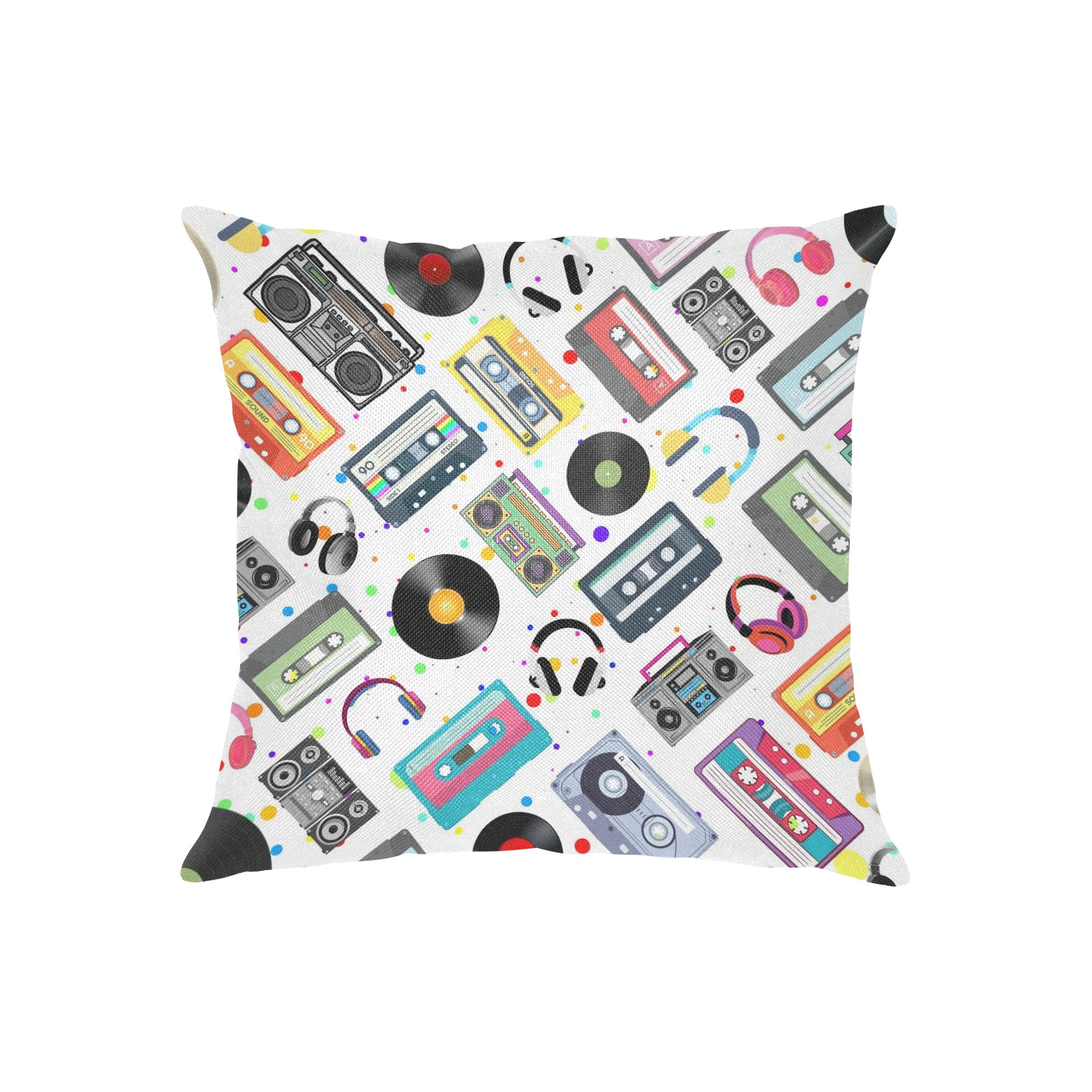 Retro Music Pillowcase 18" x 18"(one side). Linen Zippered Pillowcase 18"x18"(One Side)