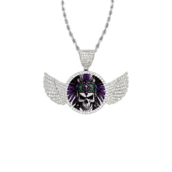 Bigg Dave Wingz Wings Silver Photo Pendant with Rope Chain