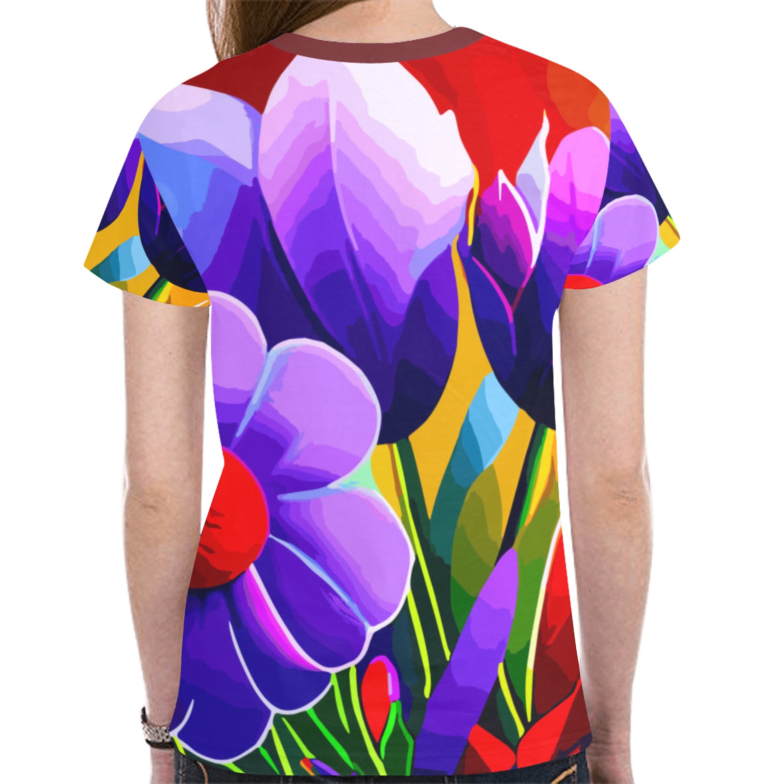 Floral Art Of Fantastic Blue Flower New All Over Print T-shirt for Women (Model T45)