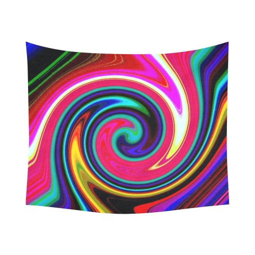 Swirl Retro Neon Red Cotton Linen Wall Tapestry 60"x 51"