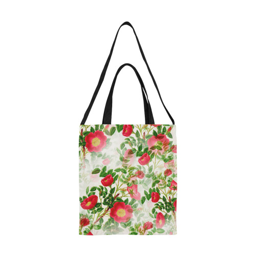 Vintage Red Floral Blossom All Over Print Canvas Tote Bag/Medium (Model 1698)