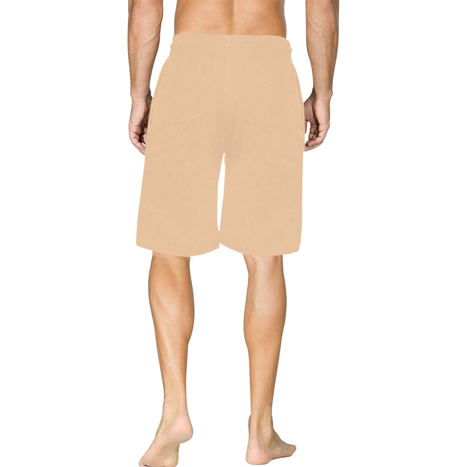 beige All Over Print Basketball Shorts with Pocket