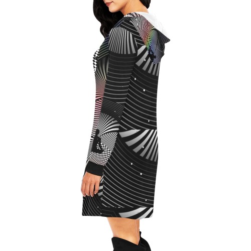 Techno Hoodie Mini Dress All Over Print Hoodie Mini Dress (Model H27)