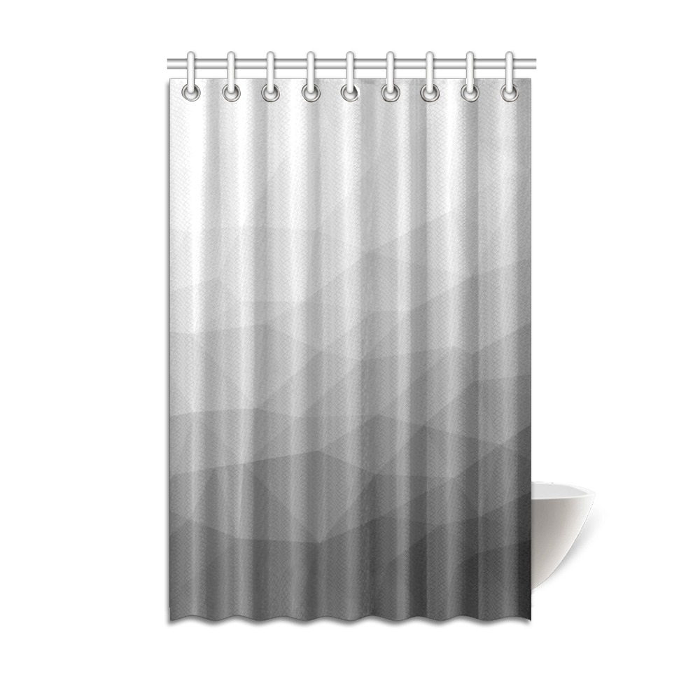 Grey Gradient Geometric Mesh Pattern Shower Curtain 48"x72"