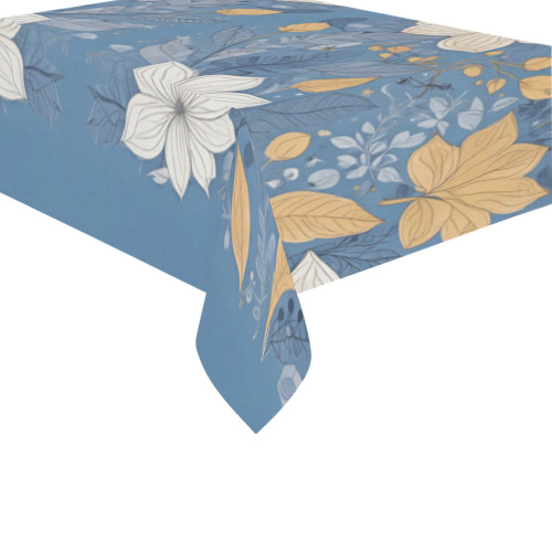 Flowers Cotton Linen Tablecloth 60" x 90"