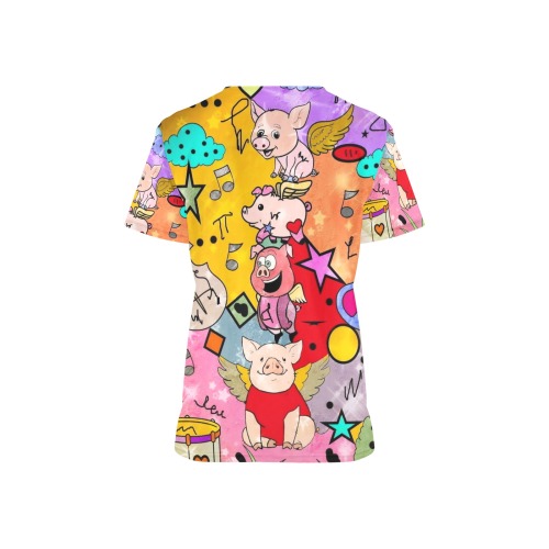 Music Pigs by Nico Bielow All Over Print Scrub Top