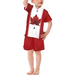 Canada Flag Little Boys' V-Neck Short Pajama Set