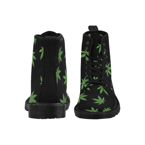 Green leaf Martin Boots for Women (Black) (Model 1203H)