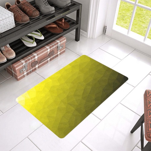 Yellow gradient geometric mesh pattern Doormat 24"x16" (Black Base)