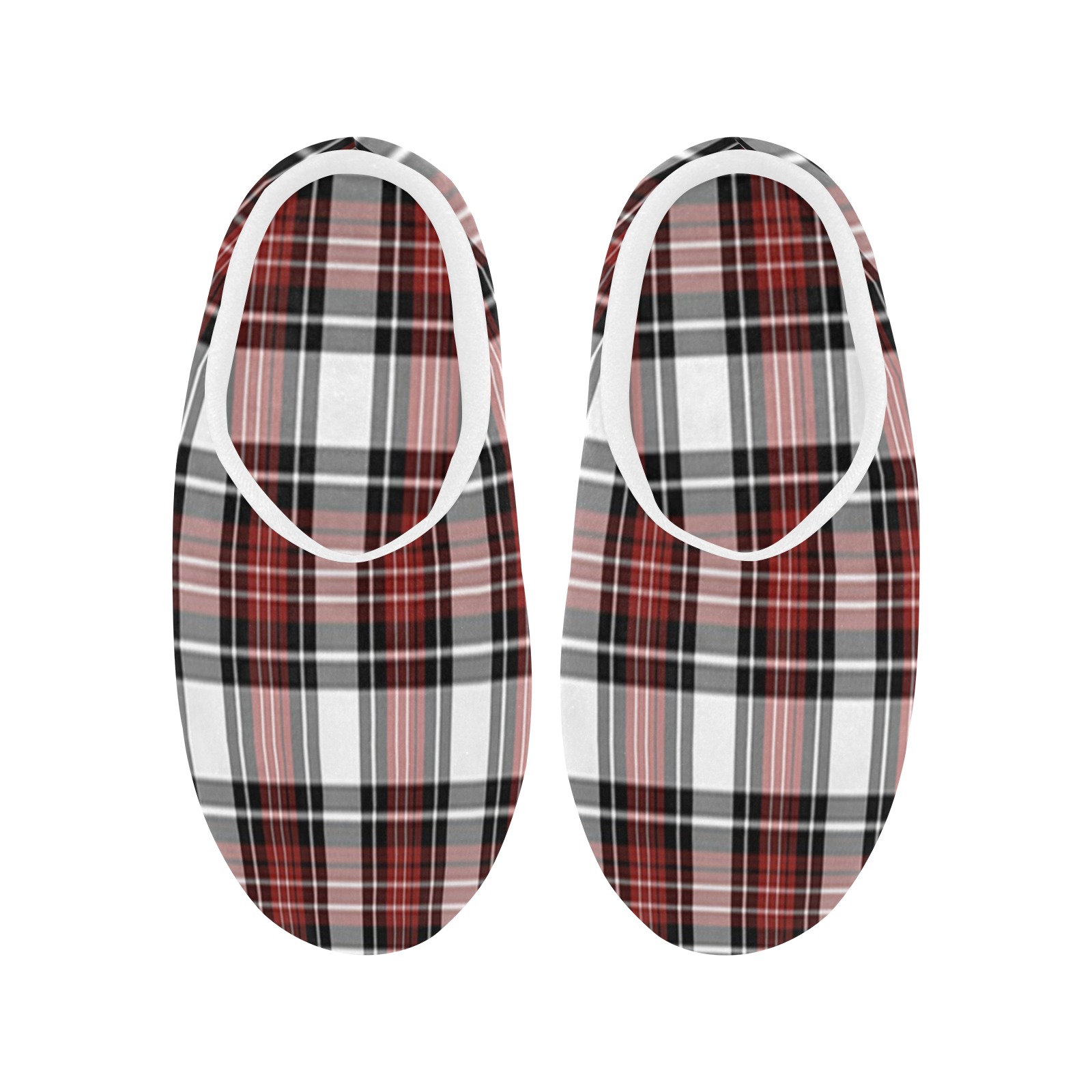 Red Black Plaid Women's Non-Slip Cotton Slippers (Model 0602)
