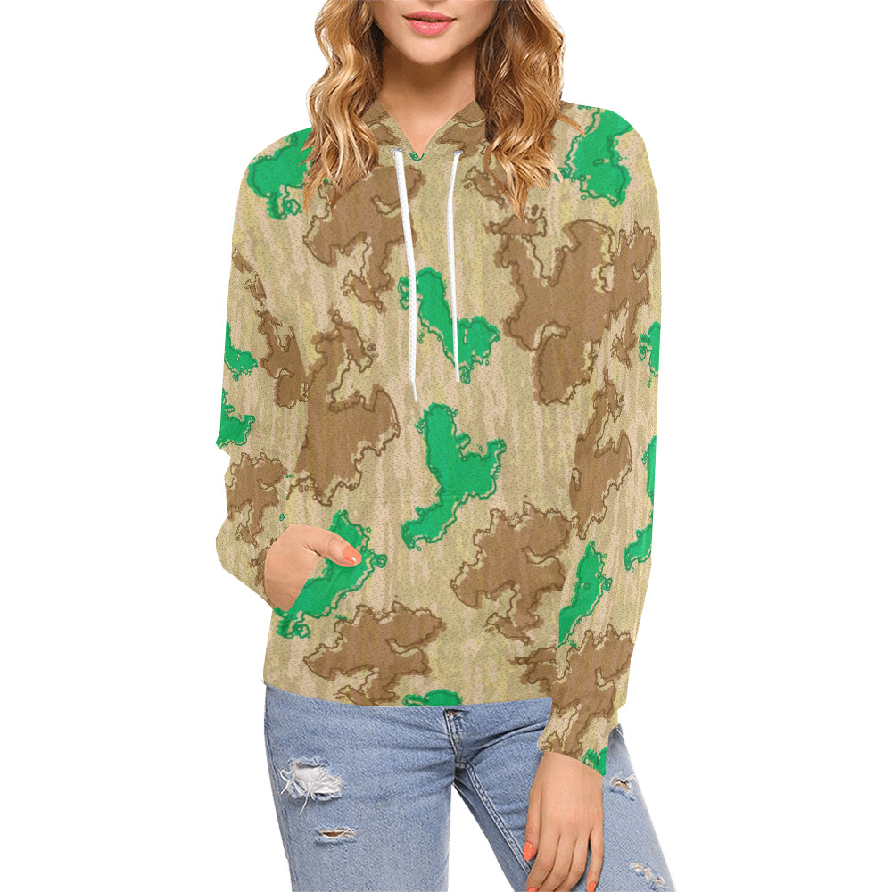 Basic Modern Fashion Camouflage All Over Print Hoodie for Women (USA Size) (Model H13)