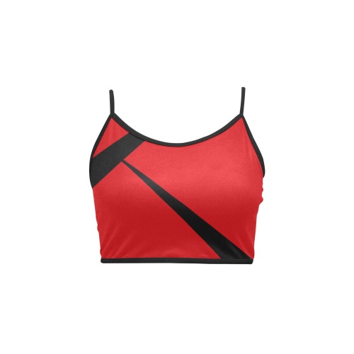 Sexy Red and Black Women's Spaghetti Strap Crop Top (Model T67)