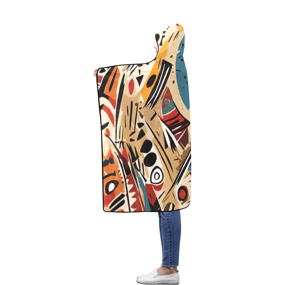 Charming tribal abstract art. Elegant pattern. Flannel Hooded Blanket 56''x80''