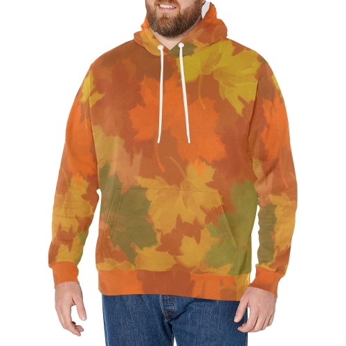 Fall Leaves / Autumn Leaves Men's Fleece Hoodie w/ White Lining Hood (Model H55)