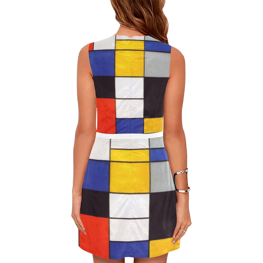 Composition A by Piet Mondrian Eos Women's Sleeveless Dress (Model D01)