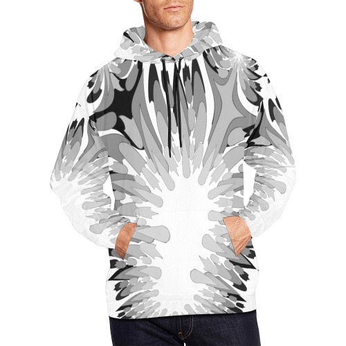 abstract reggae bw All Over Print Hoodie for Men (USA Size) (Model H13)