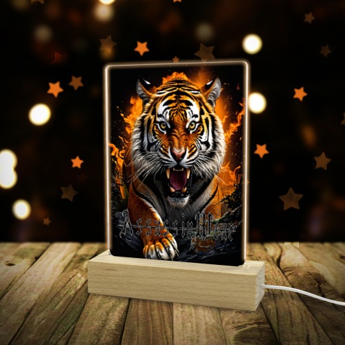 Fire Tiger 3535 RGB Lamp Acrylic Photo Print with Colorful Light Square Base 5"x7.5"