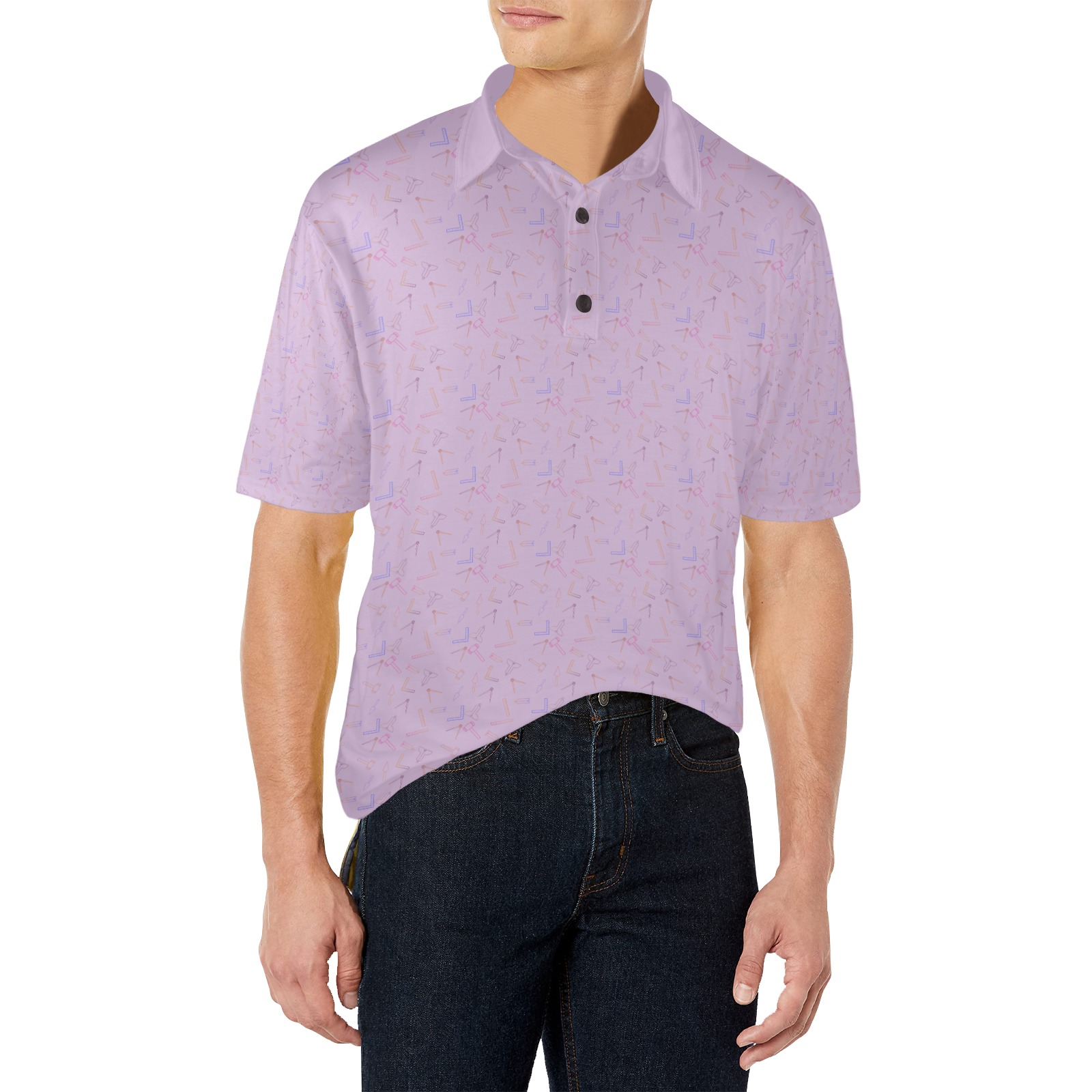 Lilac Tools Men's All Over Print Polo Shirt (Model T55)