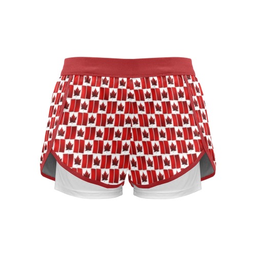 Canada Flag Shorts Sporty Women's Sports Shorts with Compression Liner (Model L63)